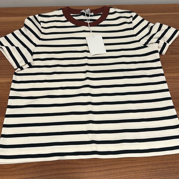 COS Tops - COS CLEAN CUT REGULAR T-SHIRT Black/White/Striped